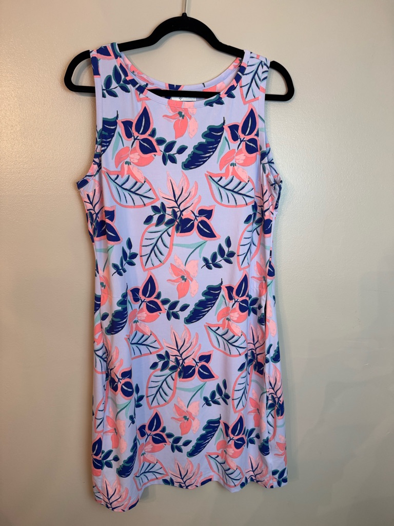 Columbia Sleeveless Floral Shift Dress - Pink & Navy Large